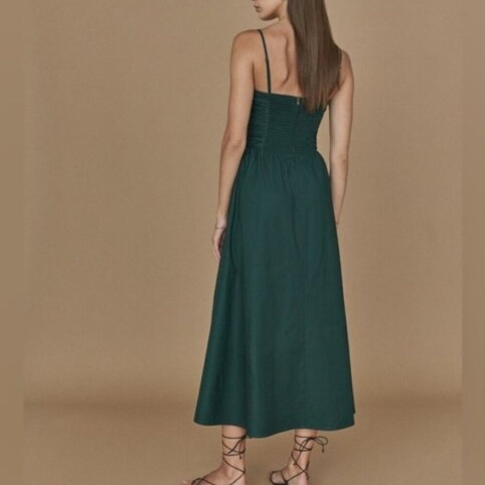 NEW Reformation Lissa Cotton Midi Dress Forest Green Removable Strap | US 4 UK 8 - Picture 4 of 13